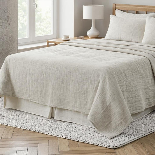 Light Gray Linen King Flat Sheet-0