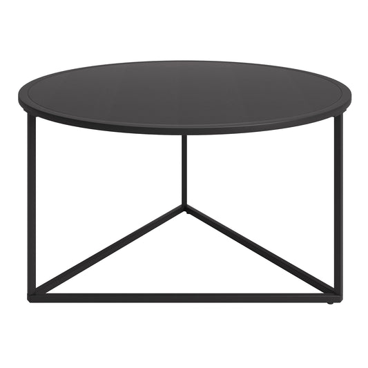 33" Black Steel Round Coffee Table-0