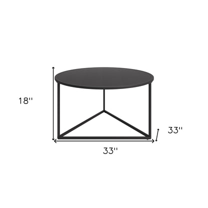 33" Black Steel Round Coffee Table-8