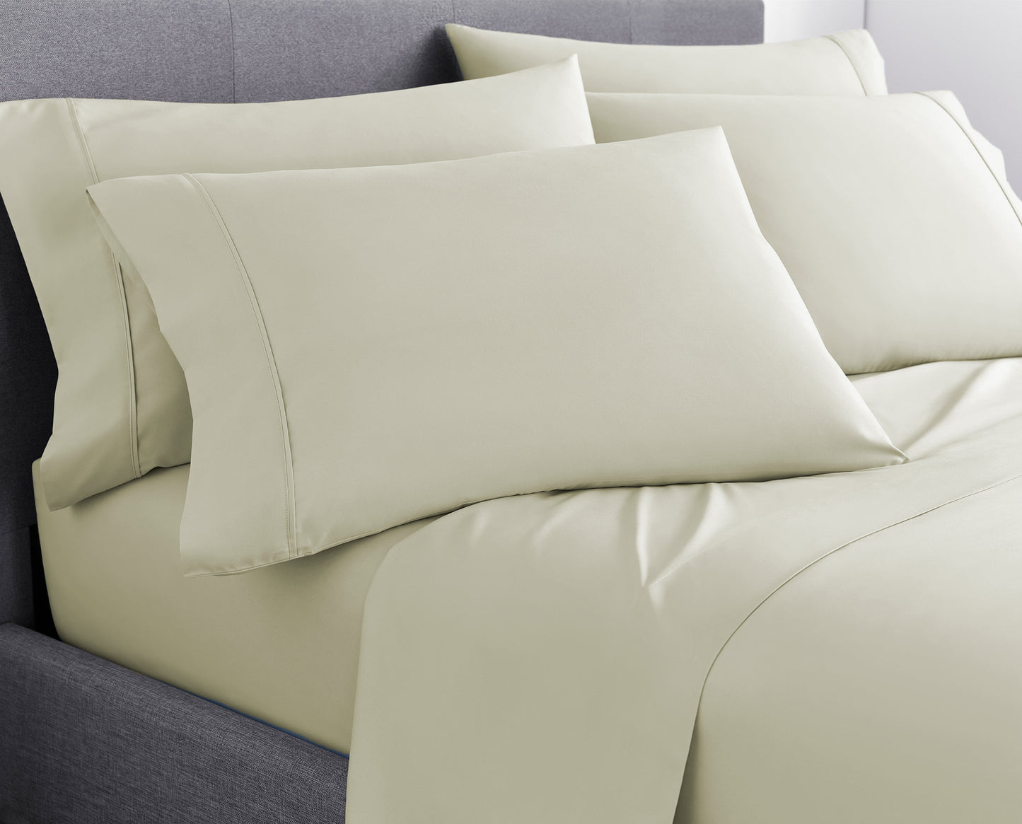 Six Piece Cream Microfiber King Sheet Set-3