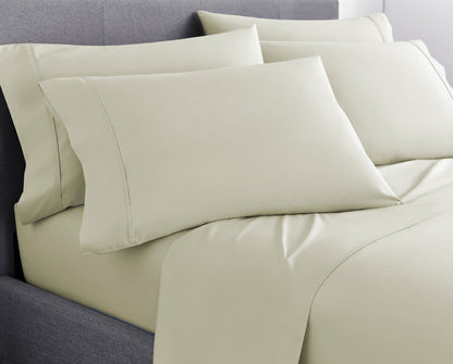 Six Piece Cream Microfiber King Sheet Set-3