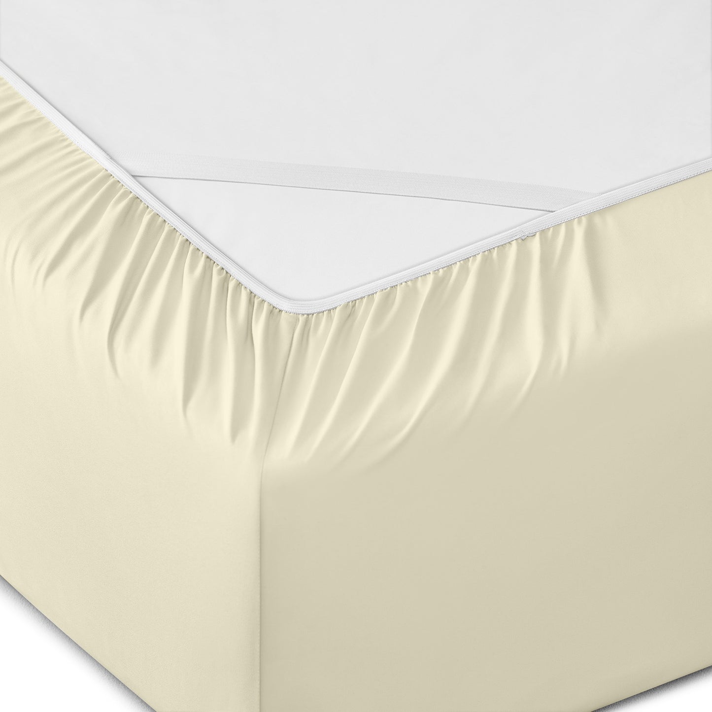 Six Piece Cream Microfiber King Sheet Set-1