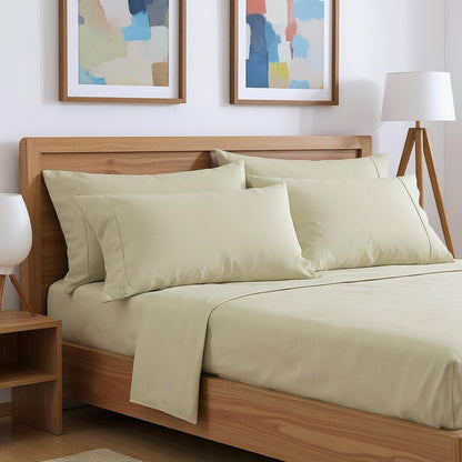 Six Piece Cream Microfiber King Sheet Set-0
