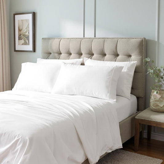 Six Piece White Tencel Lyocell King Sheet Set-0