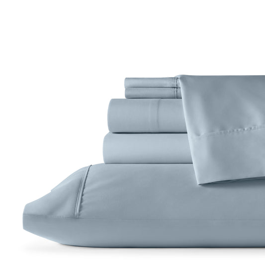Six Piece Ice Blue Microfiber Queen Sheet Set-1