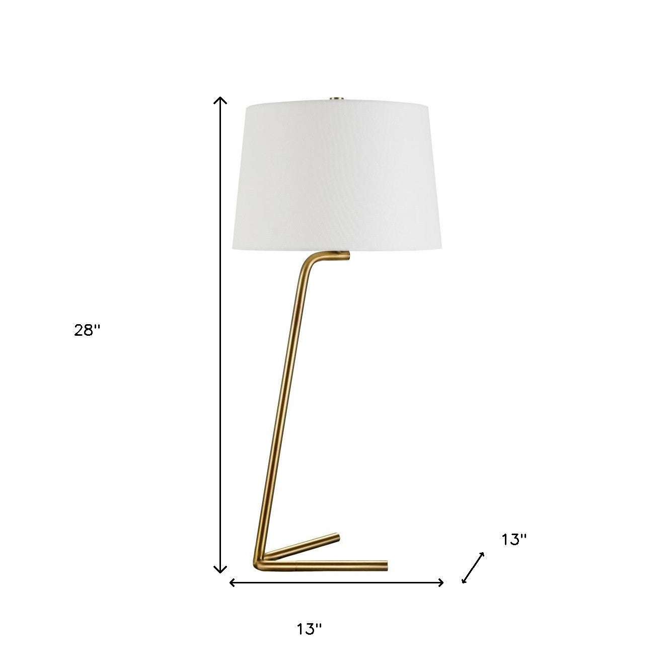 28" Gold Metal Table Lamp With White Drum Shade-3