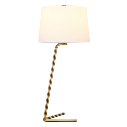 28" Gold Metal Table Lamp With White Drum Shade-2