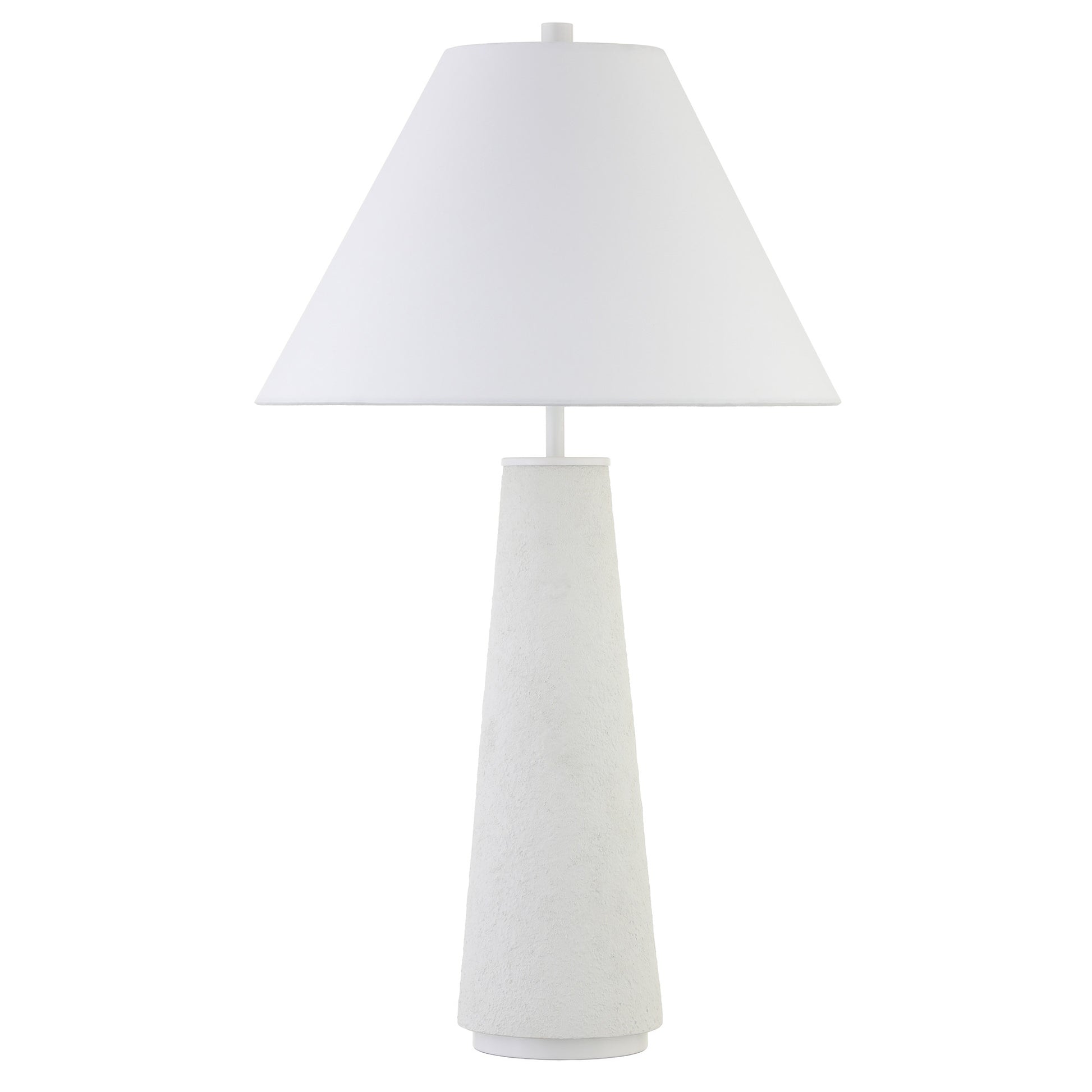 28" White Ceramic Table Lamp With White Cone Shade-1