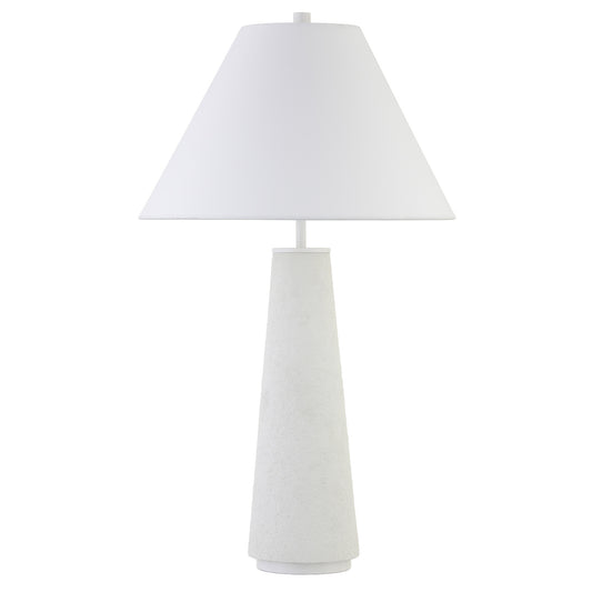 28" White Ceramic Table Lamp With White Cone Shade-1