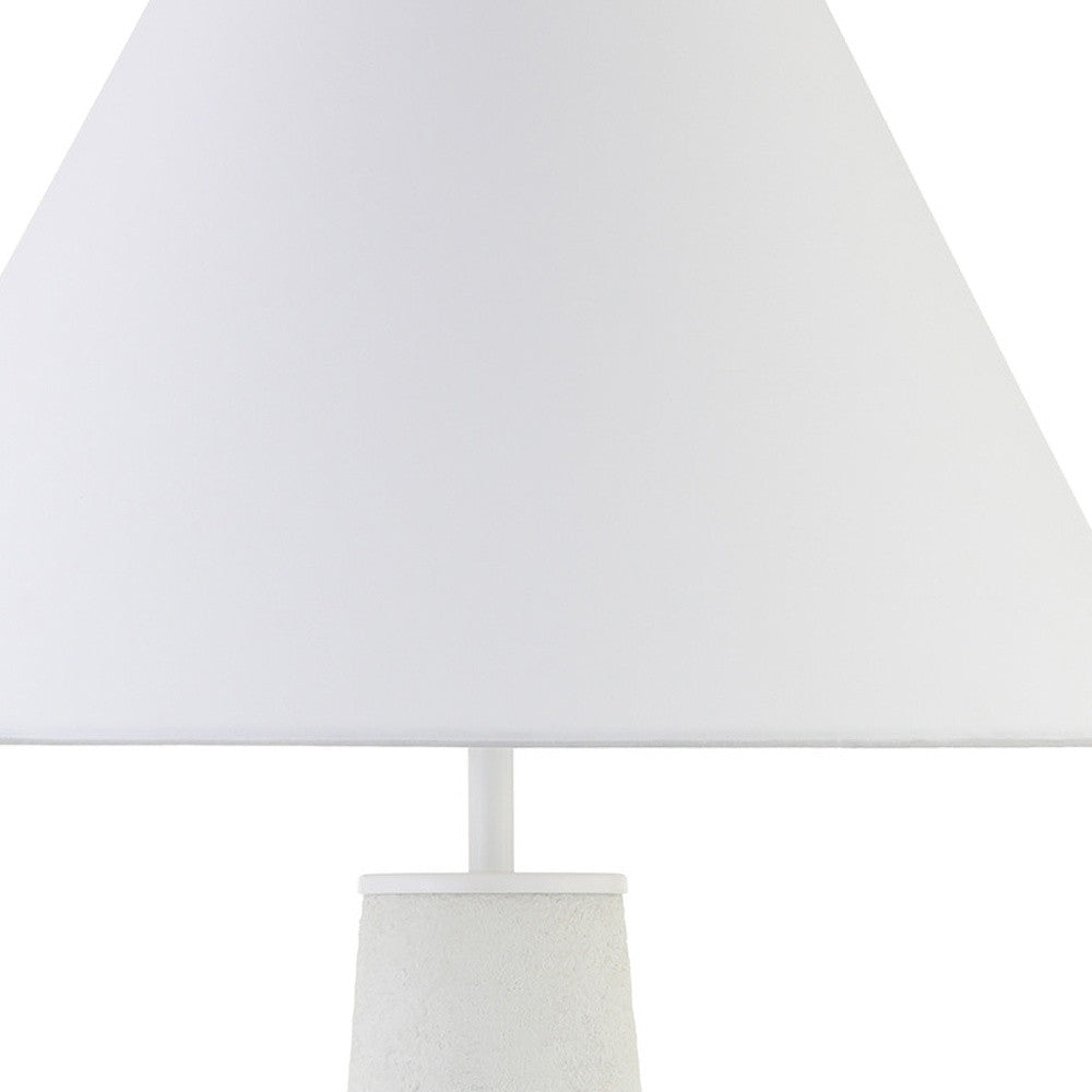 28" White Ceramic Table Lamp With White Cone Shade-3