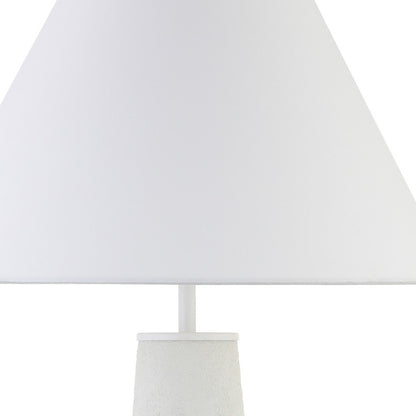 28" White Ceramic Table Lamp With White Cone Shade-3