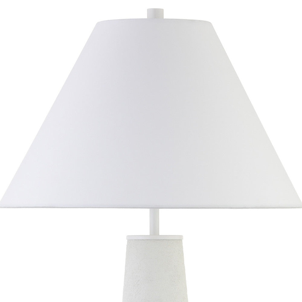 28" White Ceramic Table Lamp With White Cone Shade-4