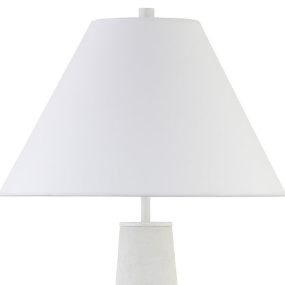 28" White Ceramic Table Lamp With White Cone Shade-4