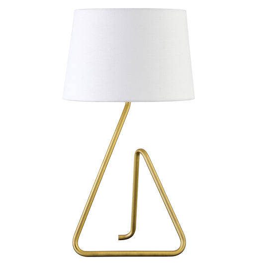 22" Brass Metal Table Lamp With White Bell Shade-0
