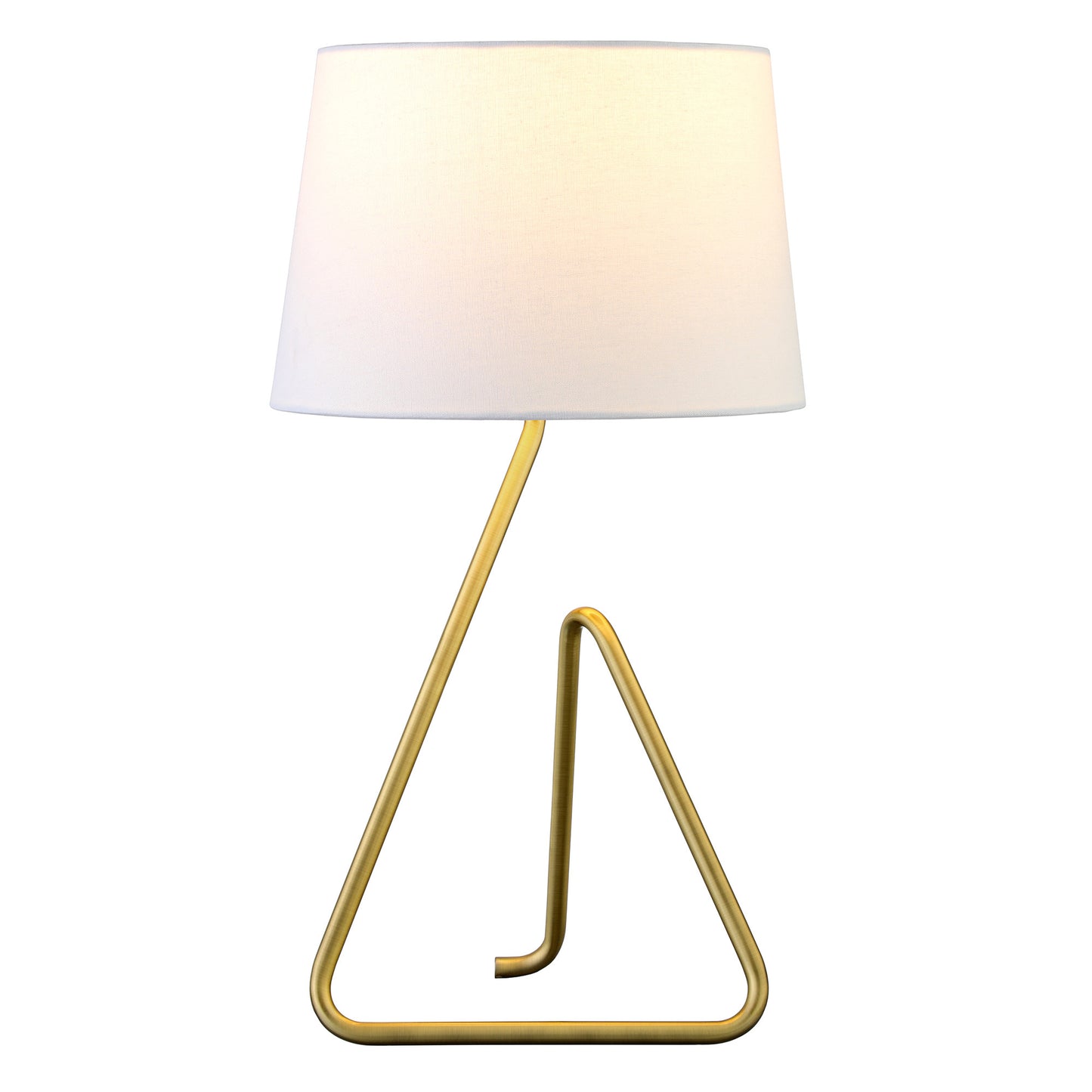 22" Brass Metal Table Lamp With White Bell Shade-1