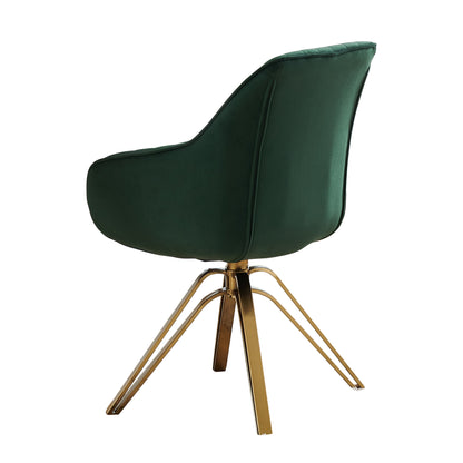 23" Green Velvet And Gold Swivel Arm Chair-1