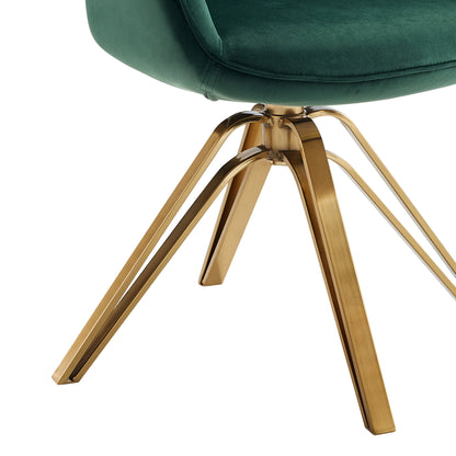 23" Green Velvet And Gold Swivel Arm Chair-4