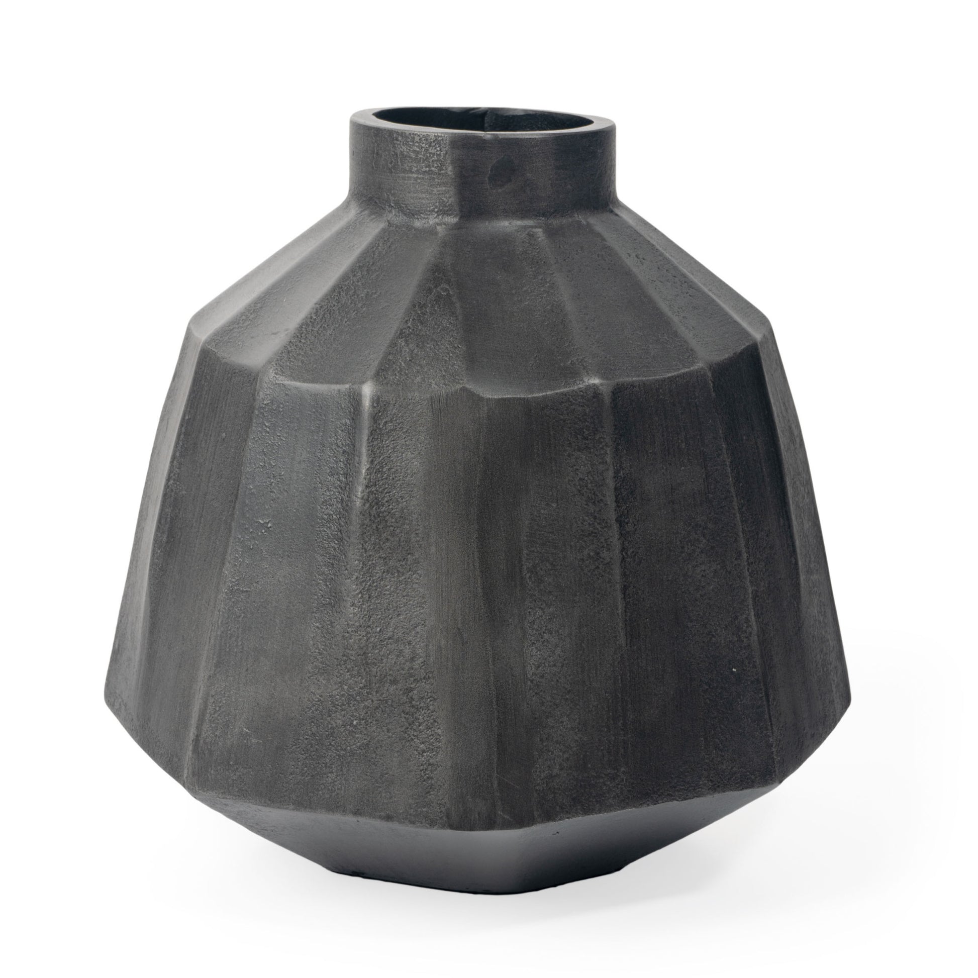 11" Gray Geometric Round Aluminum Table Vase-1
