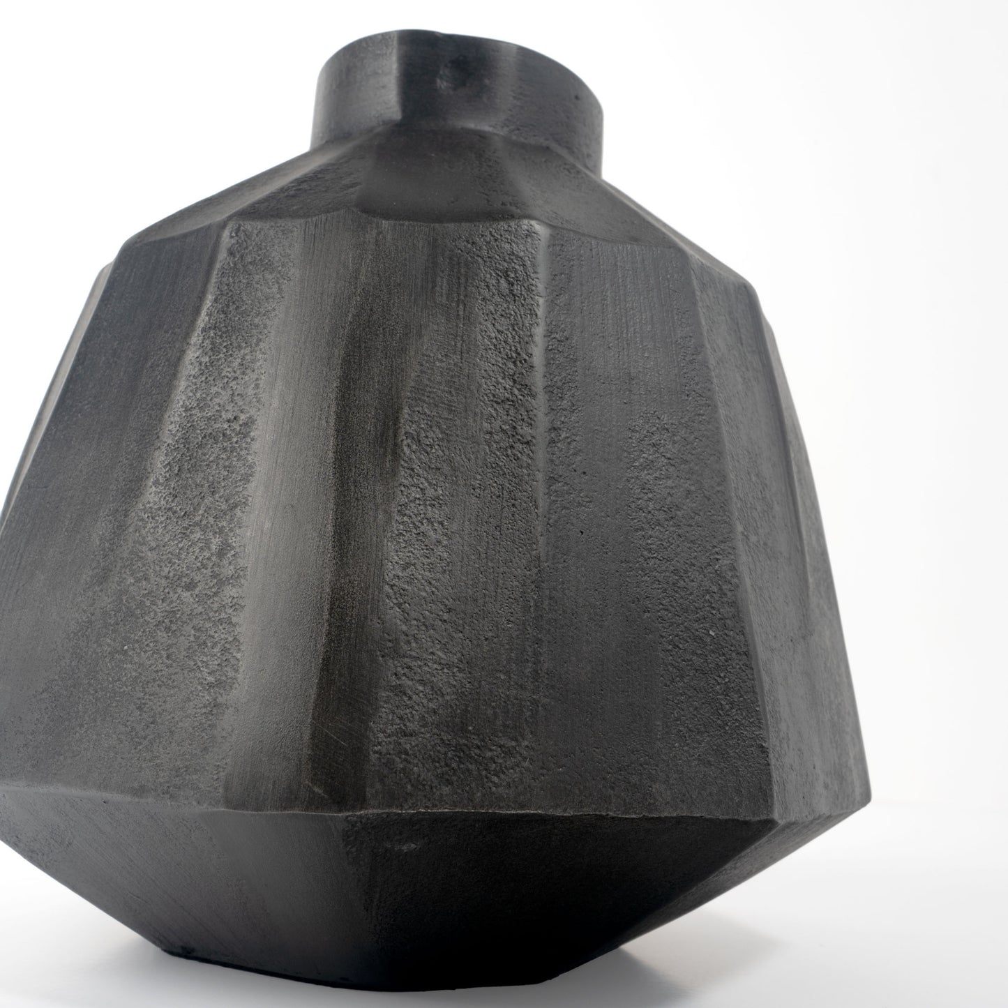 11" Gray Geometric Round Aluminum Table Vase-2