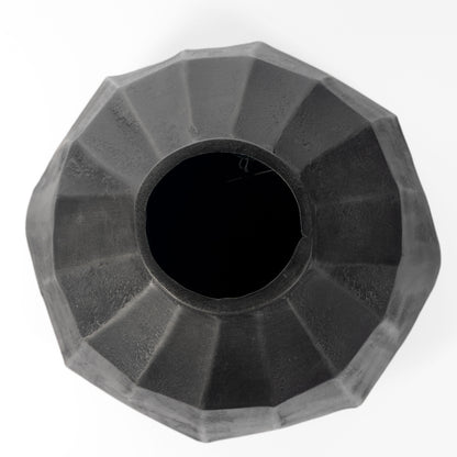 11" Gray Geometric Round Aluminum Table Vase-3