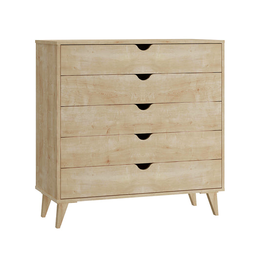 36" Natural Wood Five Drawer Dresser-1