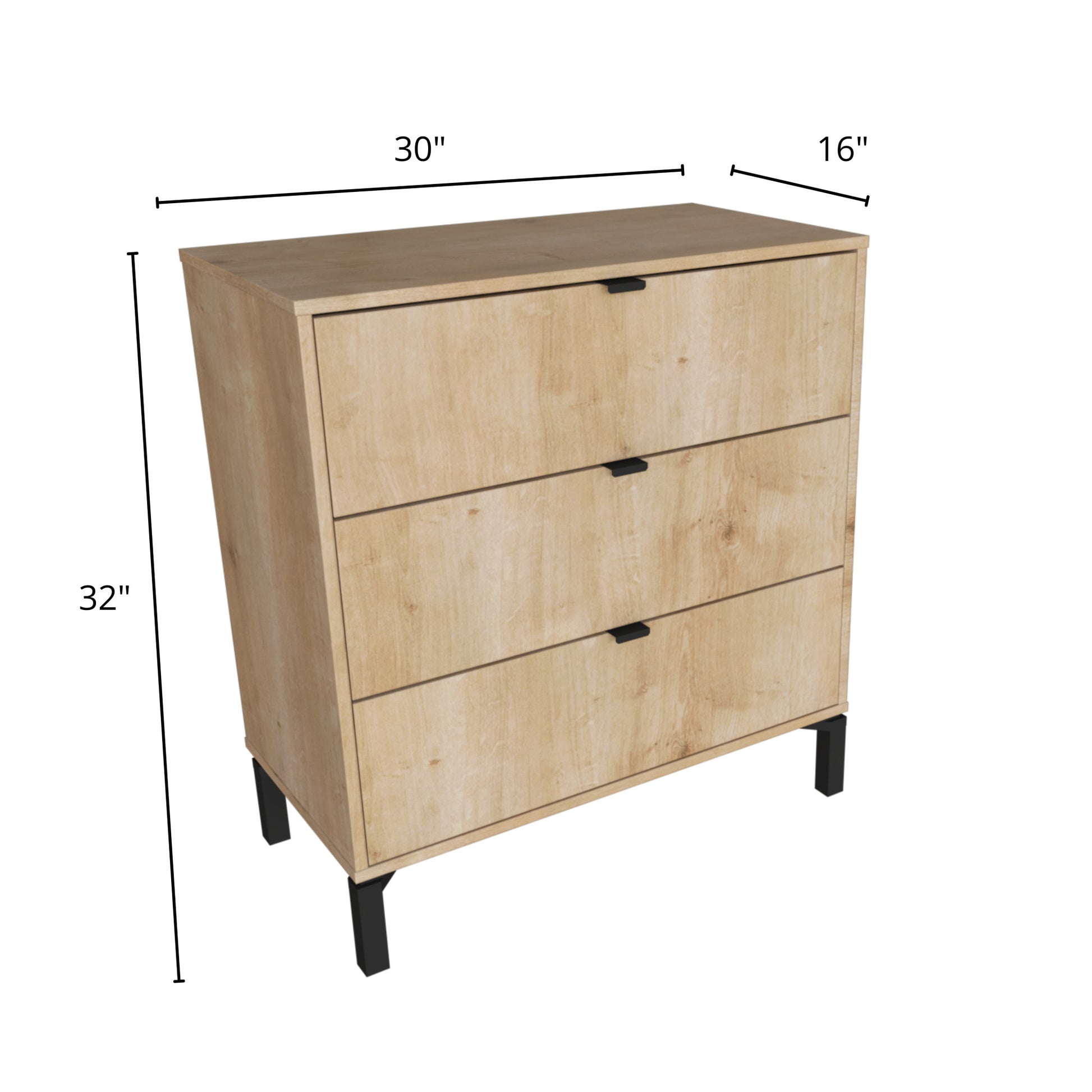 30" Natural Three Drawer Dresser-7