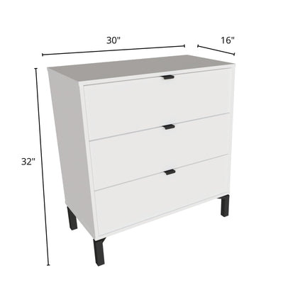 30" White Three Drawer Dresser-7