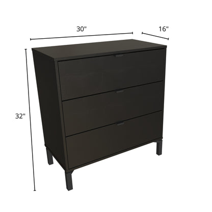 30" Black Three Drawer Dresser-7