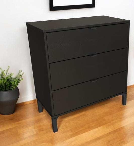 30" Black Three Drawer Dresser-0