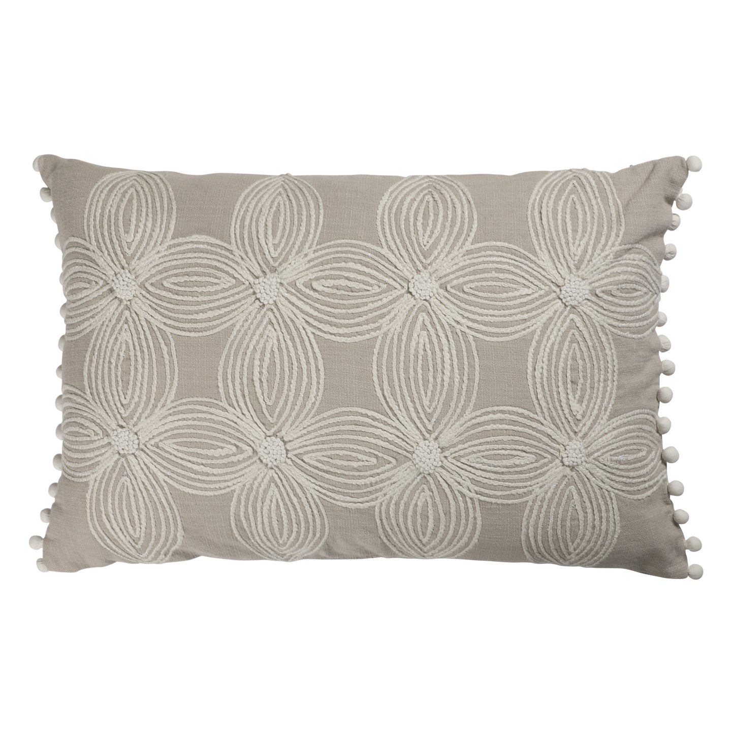 Beige and Ivory Throw Pillow with Embroidery-0