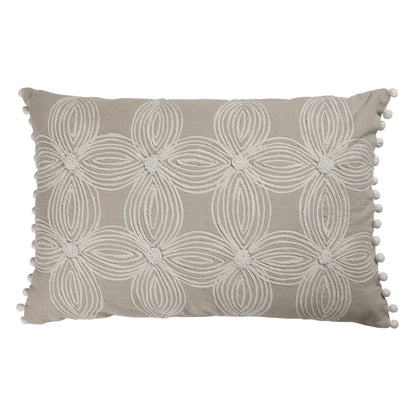 Beige and Ivory Throw Pillow with Embroidery-0