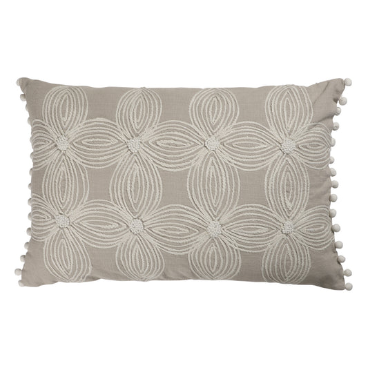 Beige and Ivory Throw Pillow with Embroidery-0