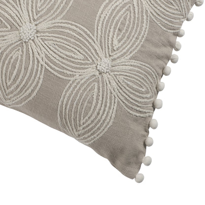 Beige and Ivory Throw Pillow with Embroidery-4