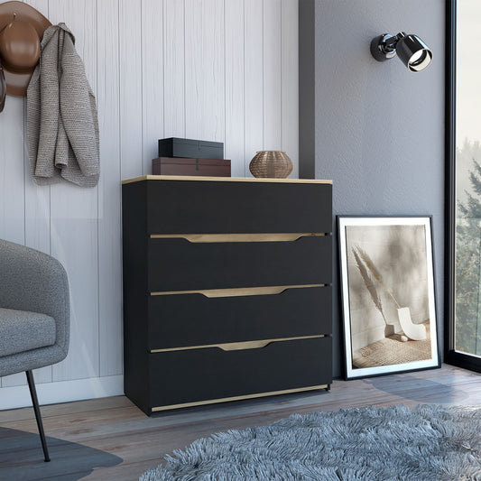 32" Natural And Black Four Drawer Dresser-6