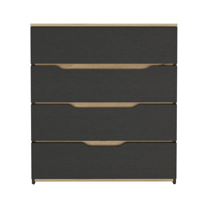 32" Natural And Black Four Drawer Dresser-1