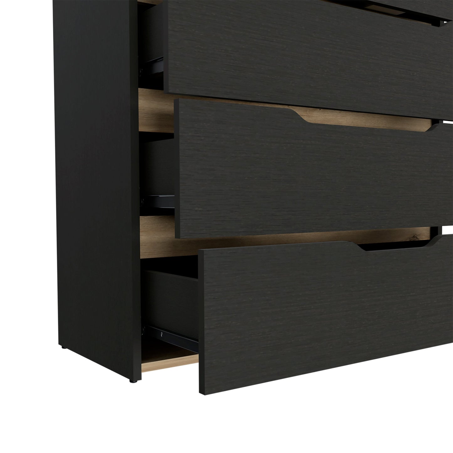 32" Natural And Black Four Drawer Dresser-5