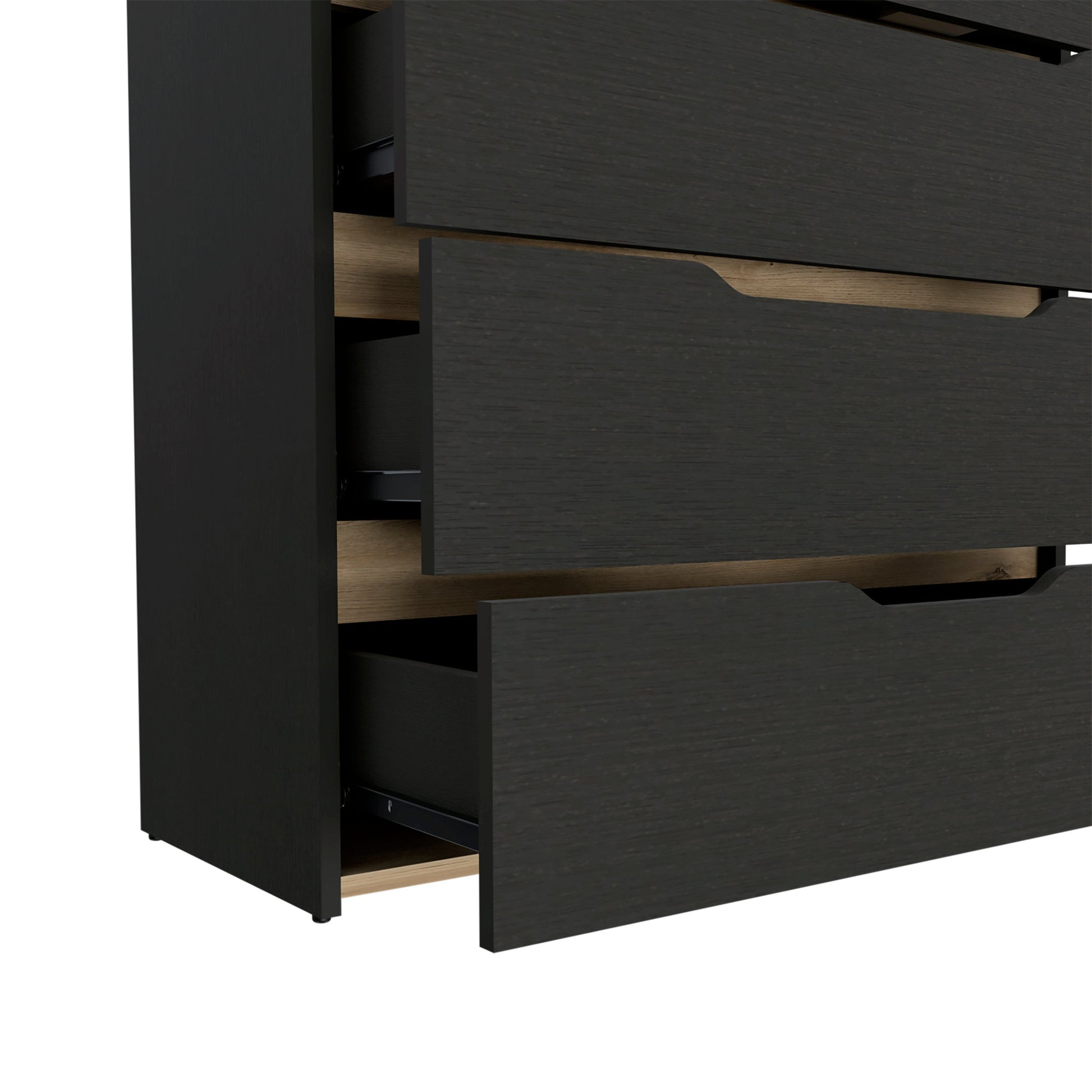 32" Natural And Black Four Drawer Dresser-5