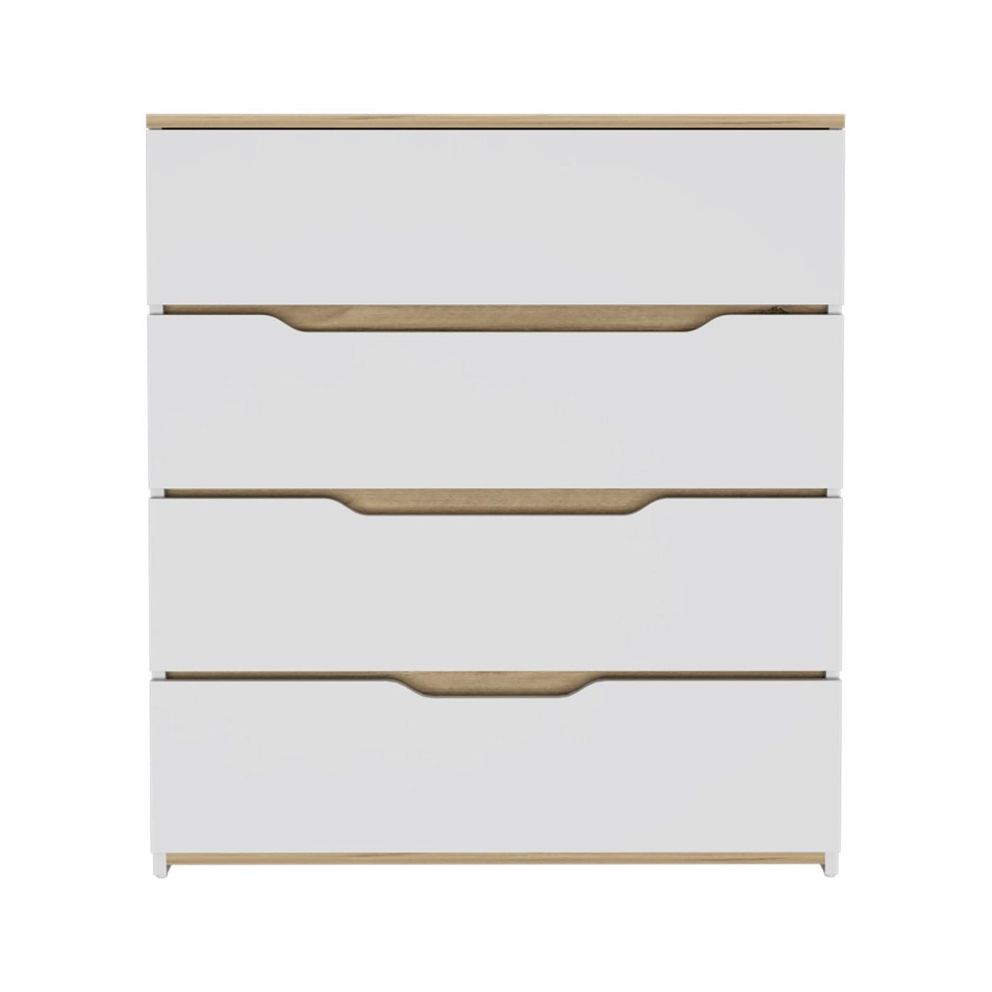 32" White and Natural Four Drawer Dresser-1