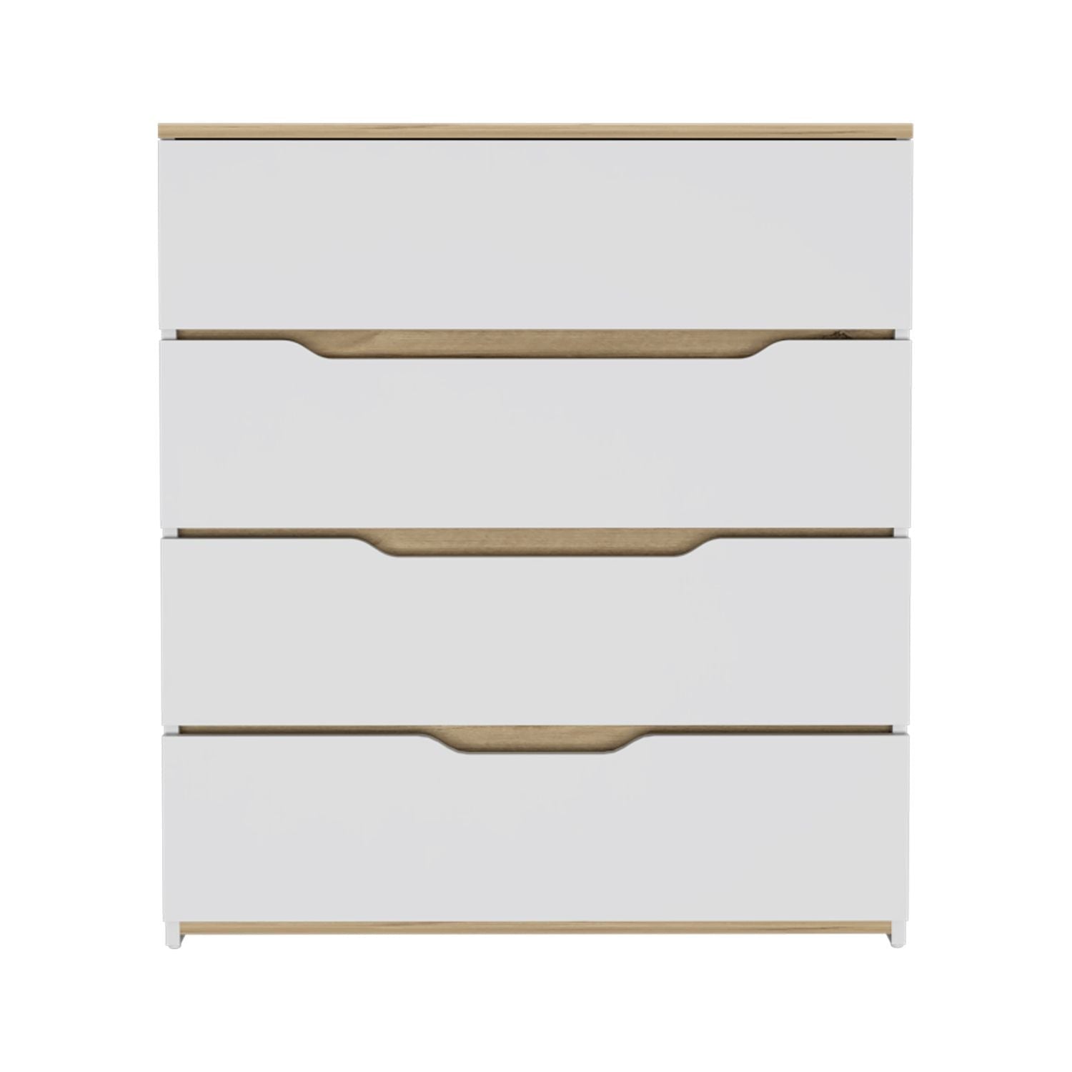32" White and Natural Four Drawer Dresser-1