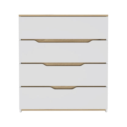 32" White and Natural Four Drawer Dresser-1