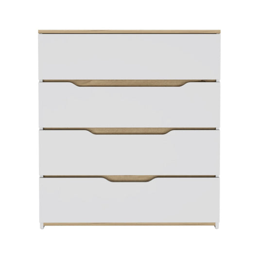 32" White and Natural Four Drawer Dresser-1