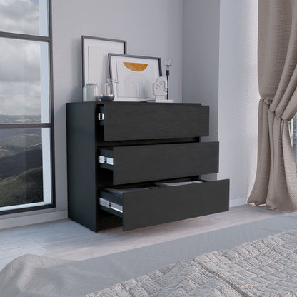 34" Black Three Drawer Dresser-6