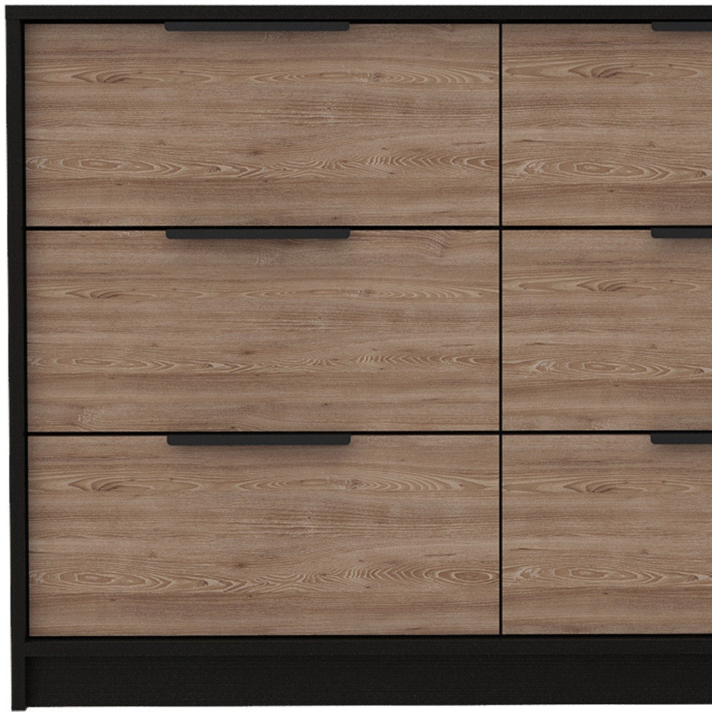 42" Brown and Black Six Drawer Double Dresser-5
