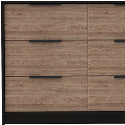 42" Brown and Black Six Drawer Double Dresser-5
