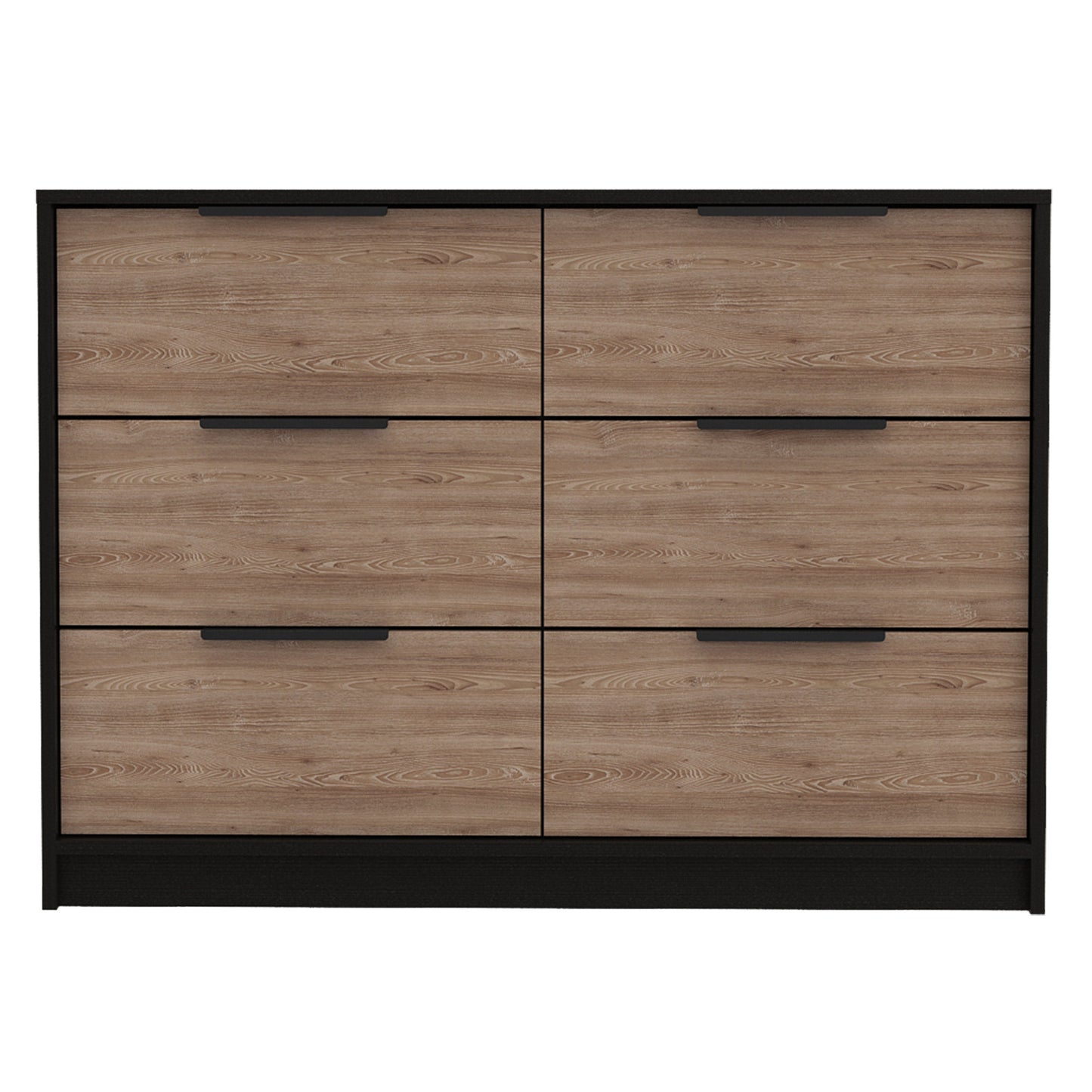 42" Brown and Black Six Drawer Double Dresser-2