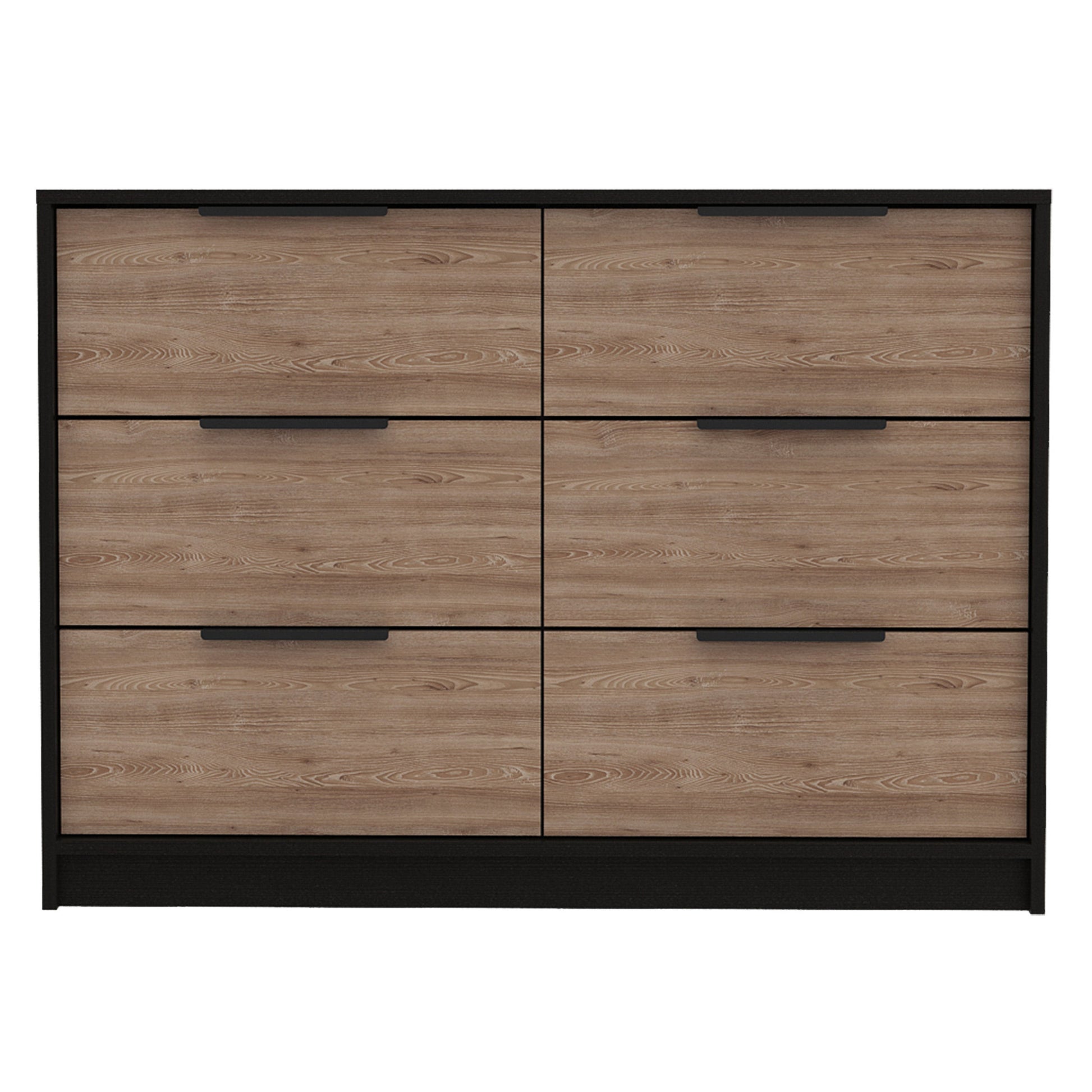 42" Brown and Black Six Drawer Double Dresser-2