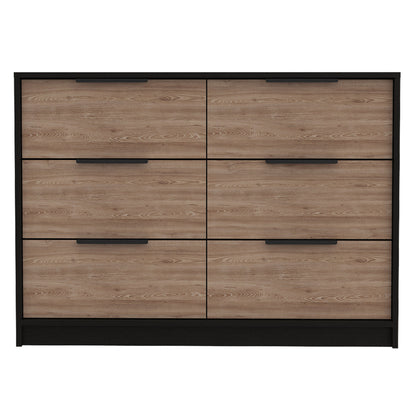 42" Brown and Black Six Drawer Double Dresser-2