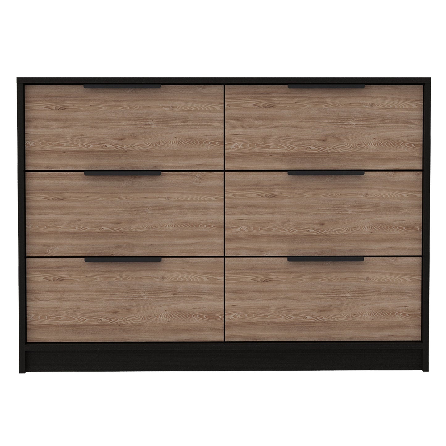 42" Brown and Black Six Drawer Double Dresser-1