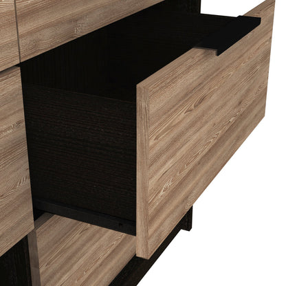 42" Brown and Black Six Drawer Double Dresser-6