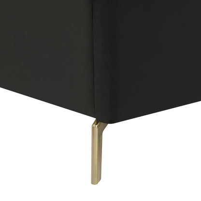 Black Velvet Upholstered Queen Bed Frame-4